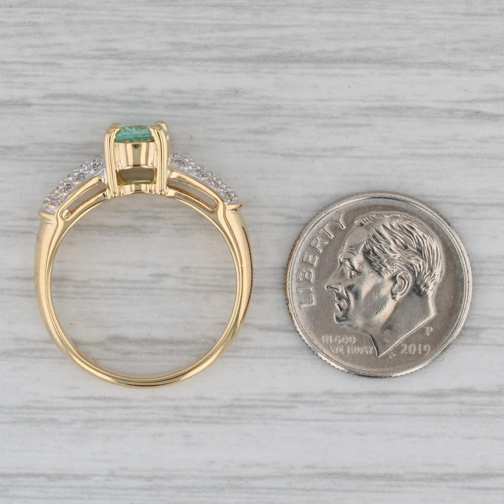 1,09 Karat Grüner Turmalin Diamantring 18k Gelbgold Größe 7 im Angebot 4