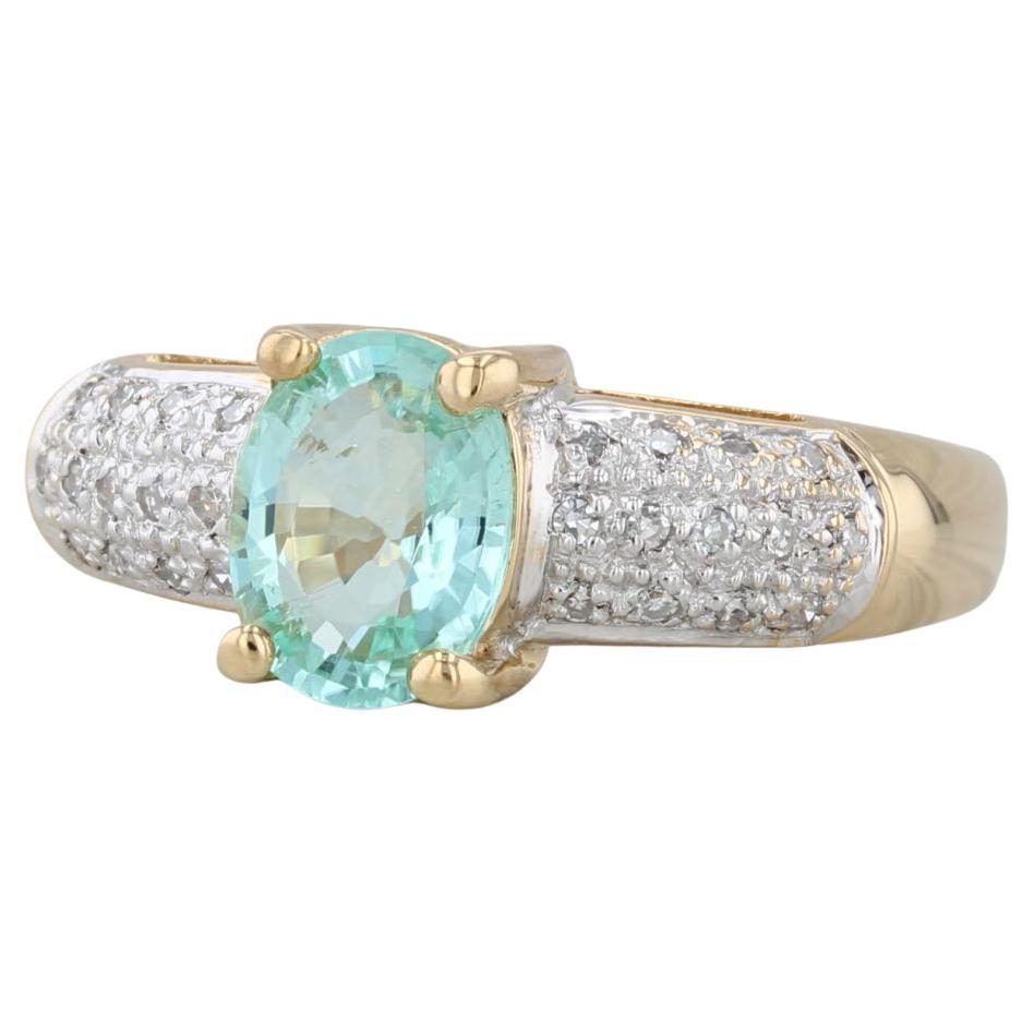 1.09ctw Green Tourmaline Diamond Ring 18k Yellow Gold Size 7