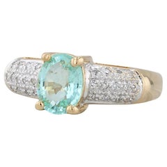 Anello con tormalina verde e diamanti da 1,09 carati in oro giallo 18 carati, misura 7
