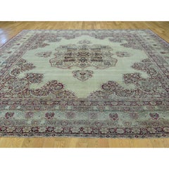 Tapis oriental en pure laine, noué à la main, de style Kerman « Lavar antique » beige, 10'9" x 12'