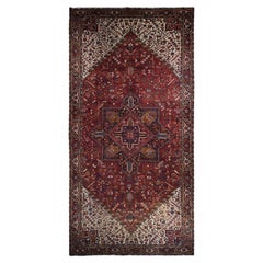 10'9 "x22'5" Rojo Claret Vintage Persa Heriz Lana Anudada a Mano Alfombra Tamaño Galería