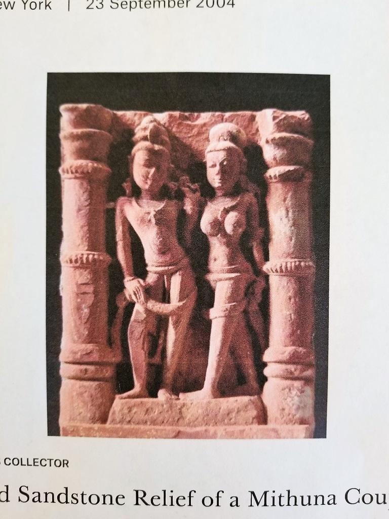10th Century Red Sandstone Relief of a Mithuna Couple For Sale 5