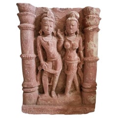 10th Century Red Sandstone Relief of a Mithuna Couple