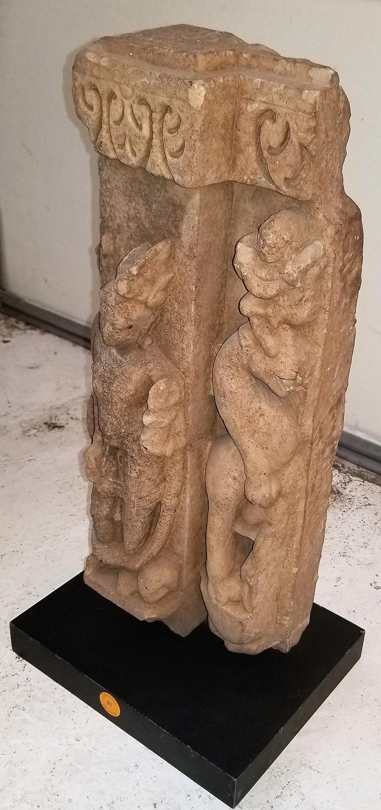 18th Century and Earlier 10th Century Temple Bracket Buff Sandstone Central India For Sale