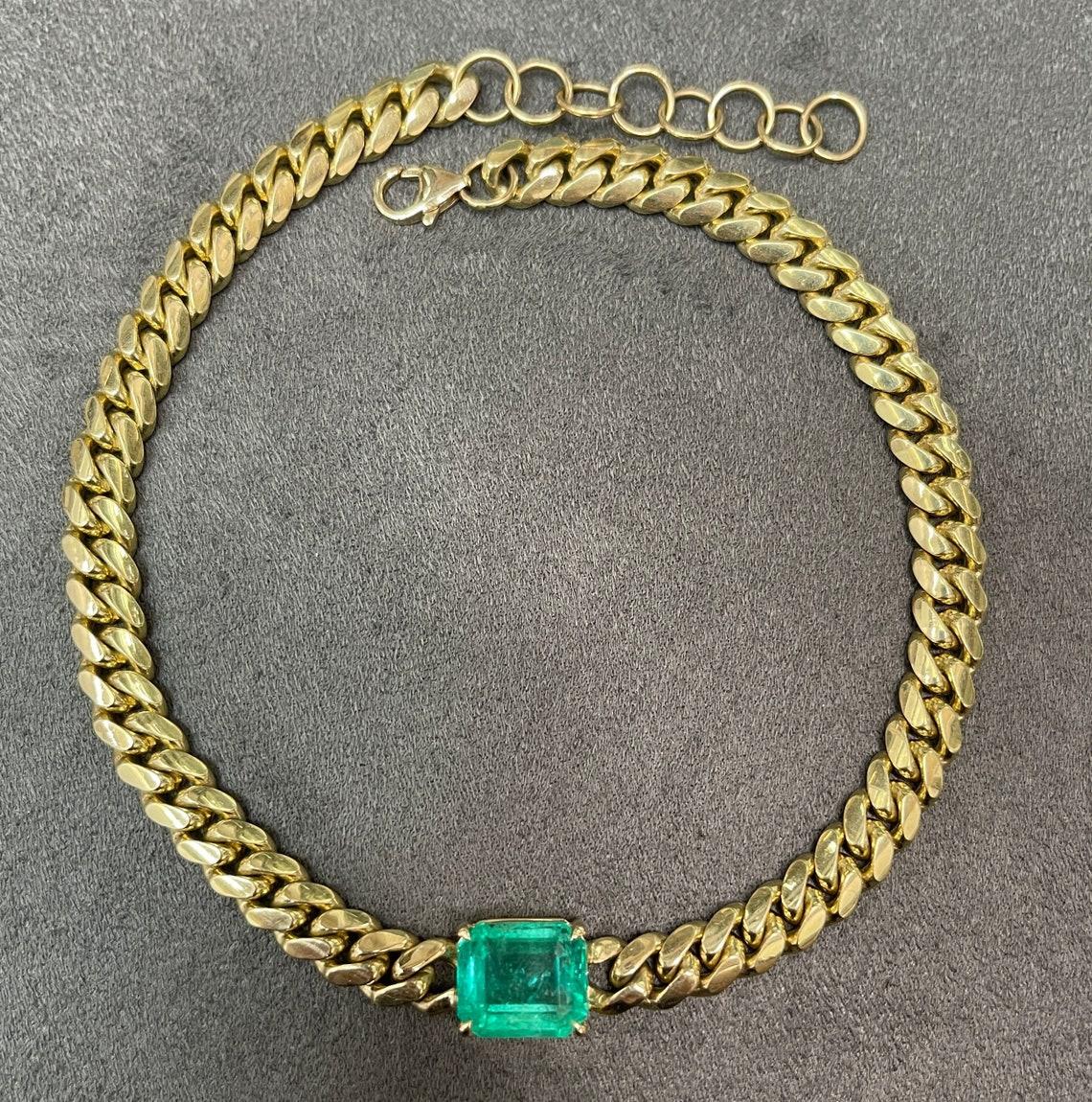 cuban link emerald necklace