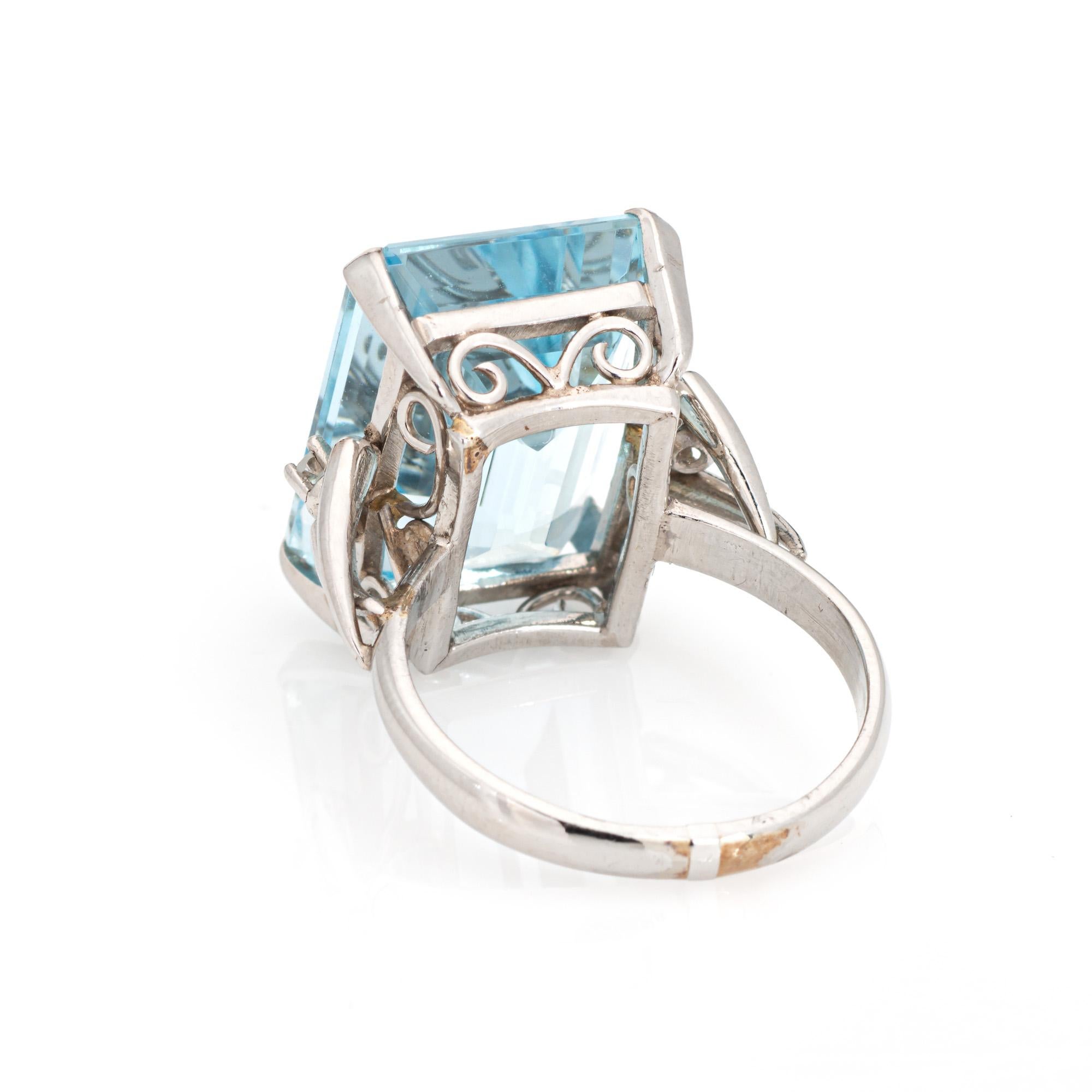 Women's 10ct Aquamarine Diamond Ring Platinum Sz 6 Cocktail Jewelry Emerald Cut  For Sale