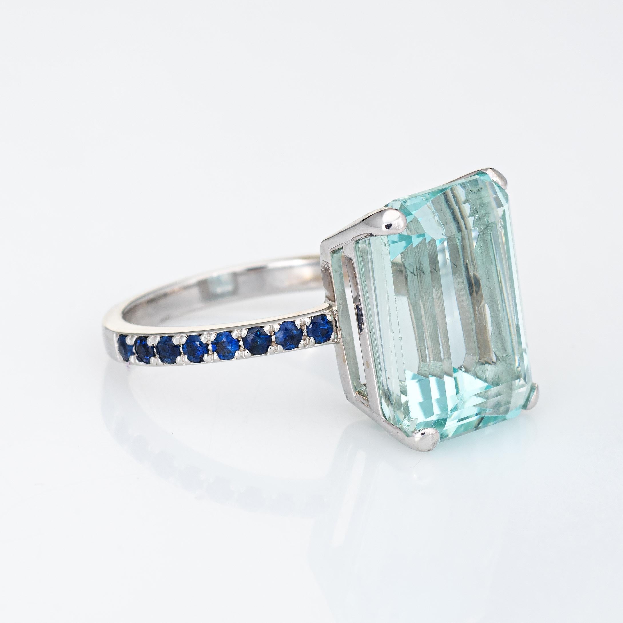 10ct Aquamarin Saphir Ring Vintage 14k Weißgold Edelstein Engagement (Moderne)