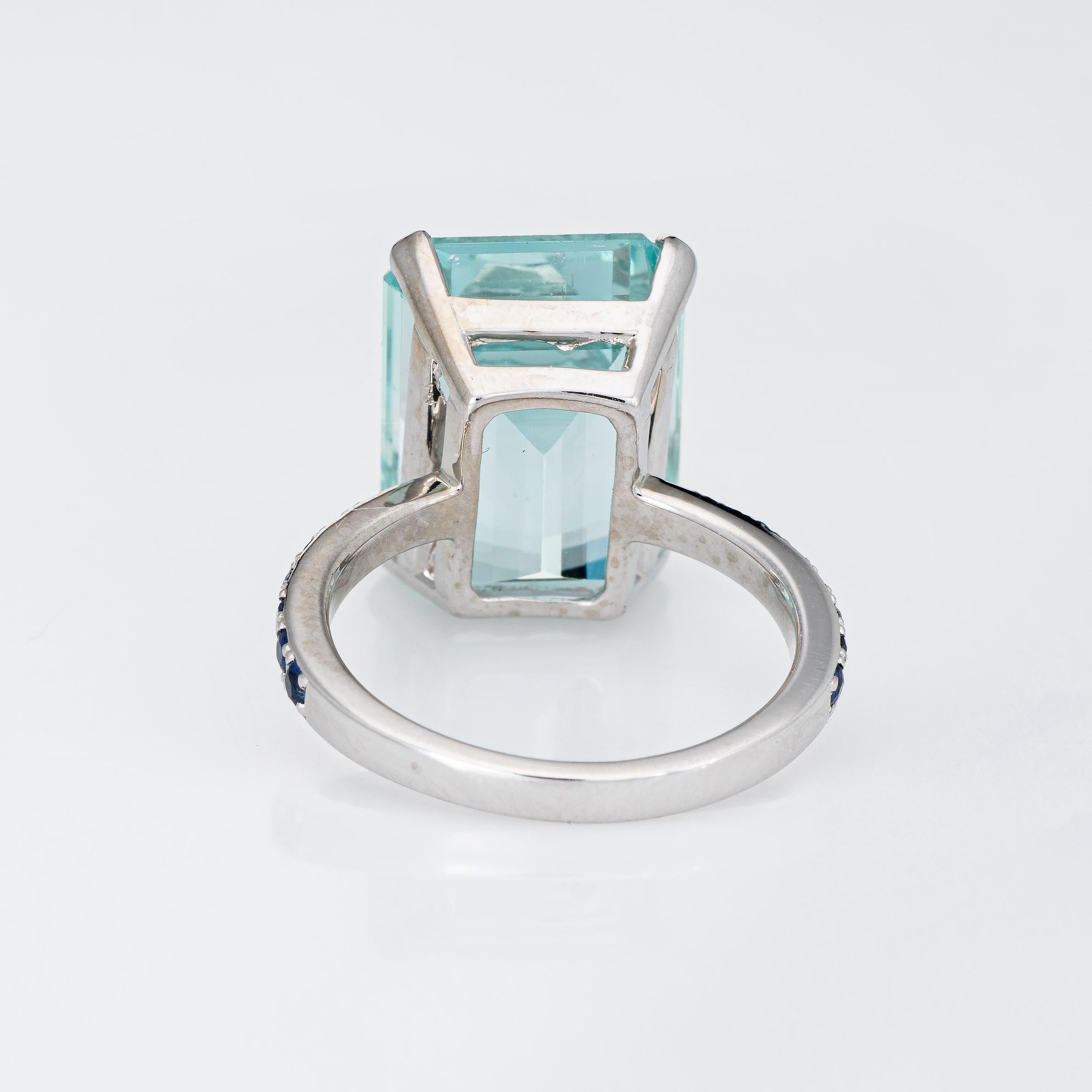 10ct Aquamarin Saphir Ring Vintage 14k Weißgold Edelstein Engagement im Zustand „Gut“ in Torrance, CA