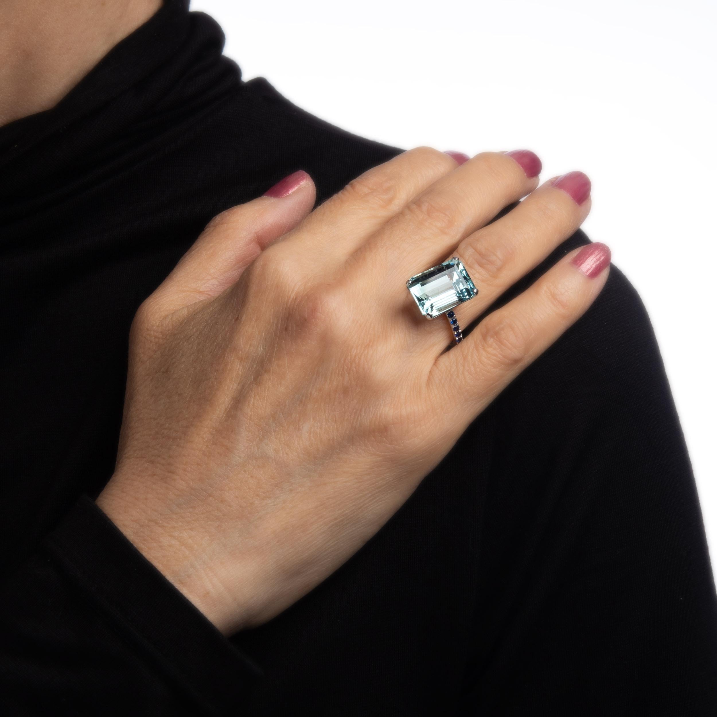 10ct Aquamarin Saphir Ring Vintage 14k Weißgold Edelstein Engagement Damen