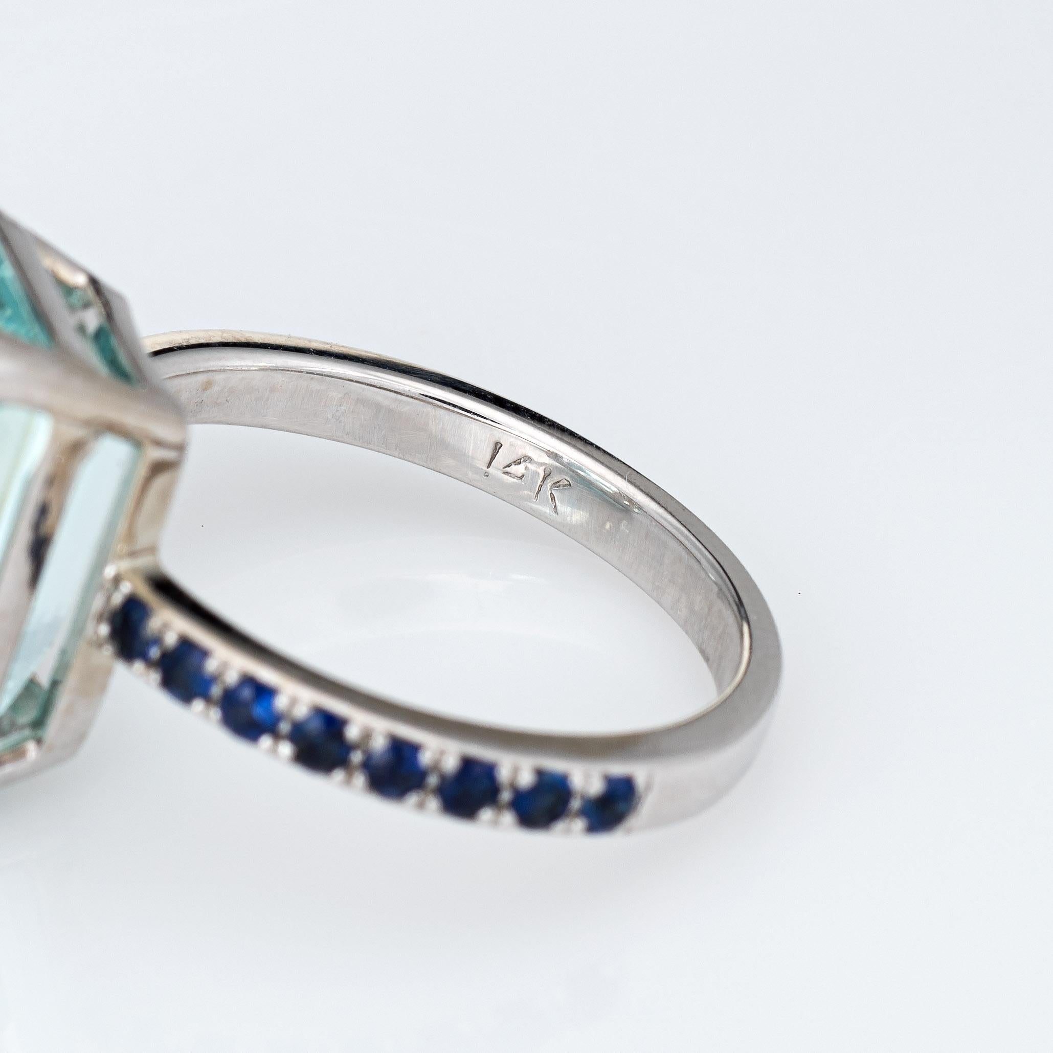 10ct Aquamarin Saphir Ring Vintage 14k Weißgold Edelstein Engagement 1