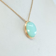 10ct Chrysophrase Pendant on 9k yellow gold with chain