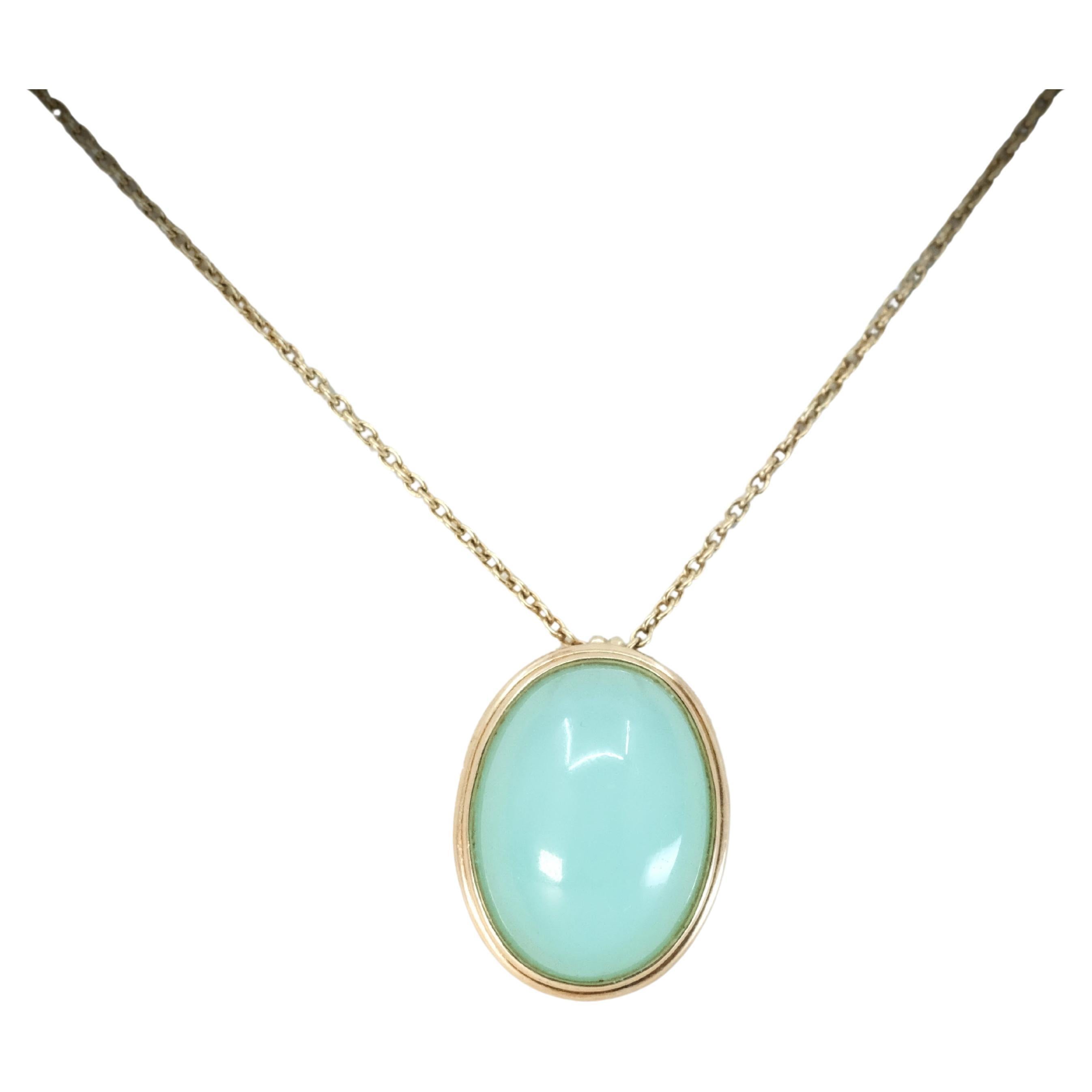 10ct Chrysophrase Pendant on 9k yellow gold with chain