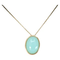 10ct Chrysophrase Pendant on 9k yellow gold with chain