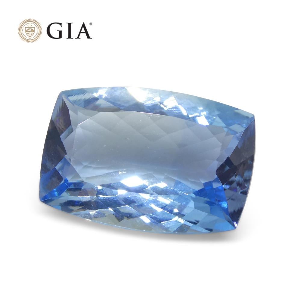 10ct Cushion Blue Aquamarine GIA Certified, Santa Maria For Sale 8