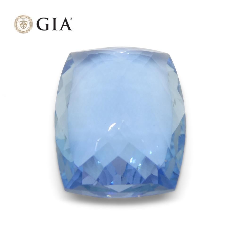 10ct Cushion Blue Aquamarine GIA Certified, Santa Maria For Sale 1