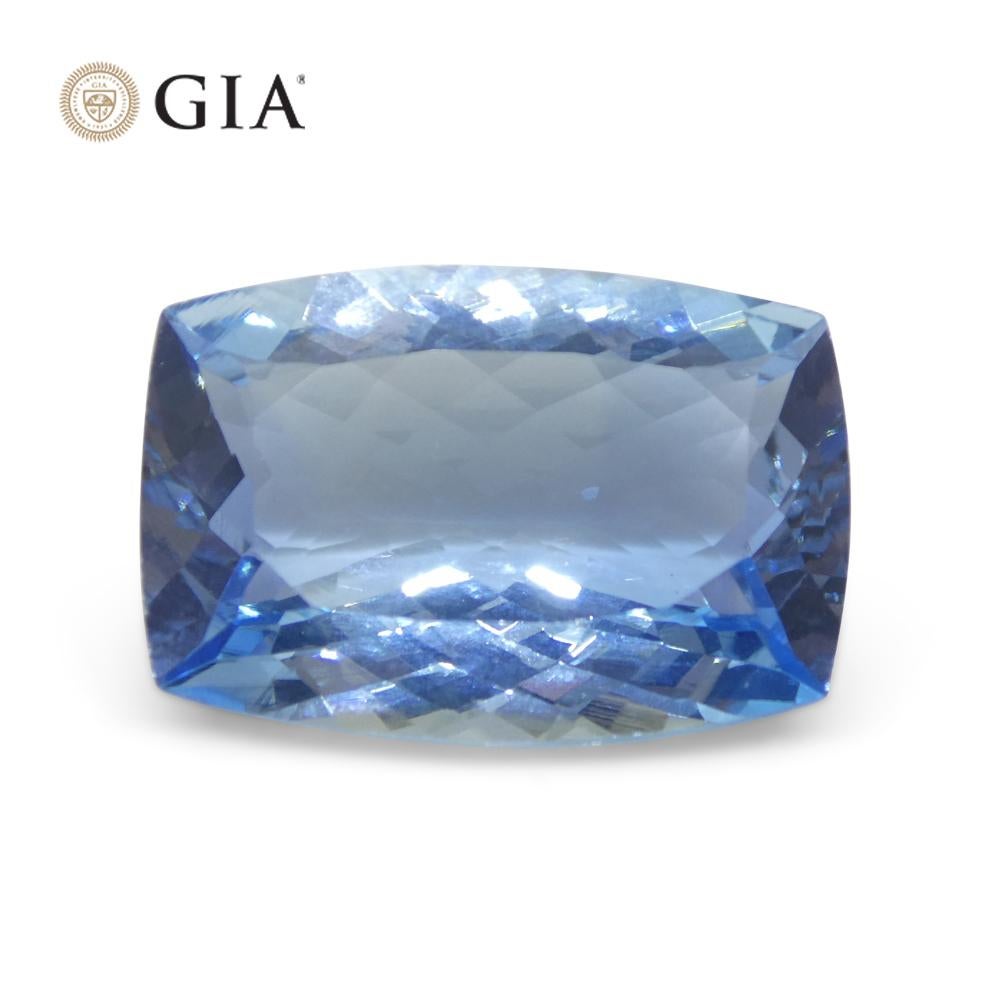 10ct Cushion Blue Aquamarine GIA Certified, Santa Maria For Sale 3