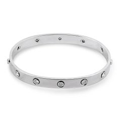 1.0ct Diamond Love Bracelet - 18K White Gold Elegant Bangle Jewelry