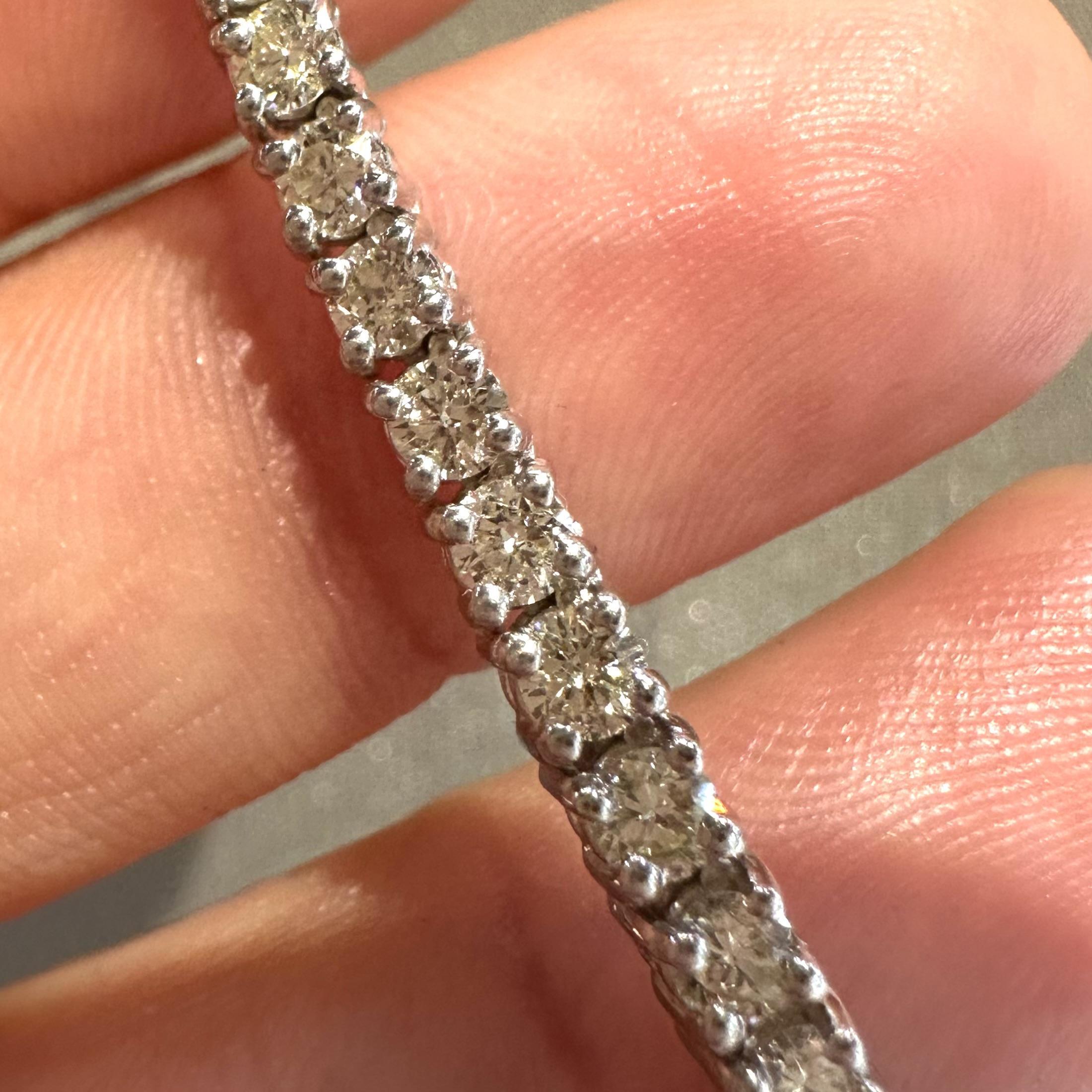 Round Cut 10ct Diamond Tennis Necklace in 14k White Gold, 22.5 inches For Sale