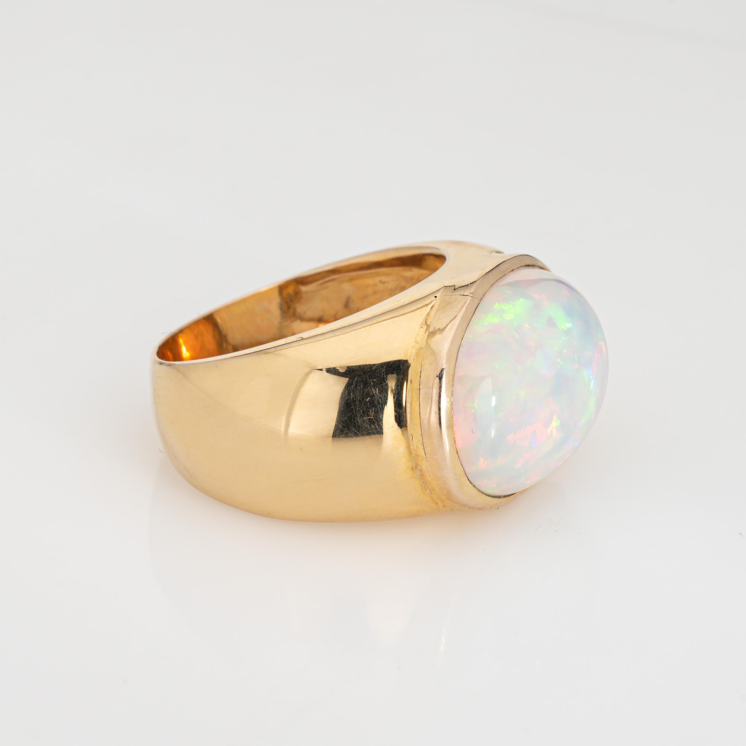 Modern 10ct Ethiopian Opal Ring East West Signet Band Sz 9.5 Men's Fine Jewelry  For Sale