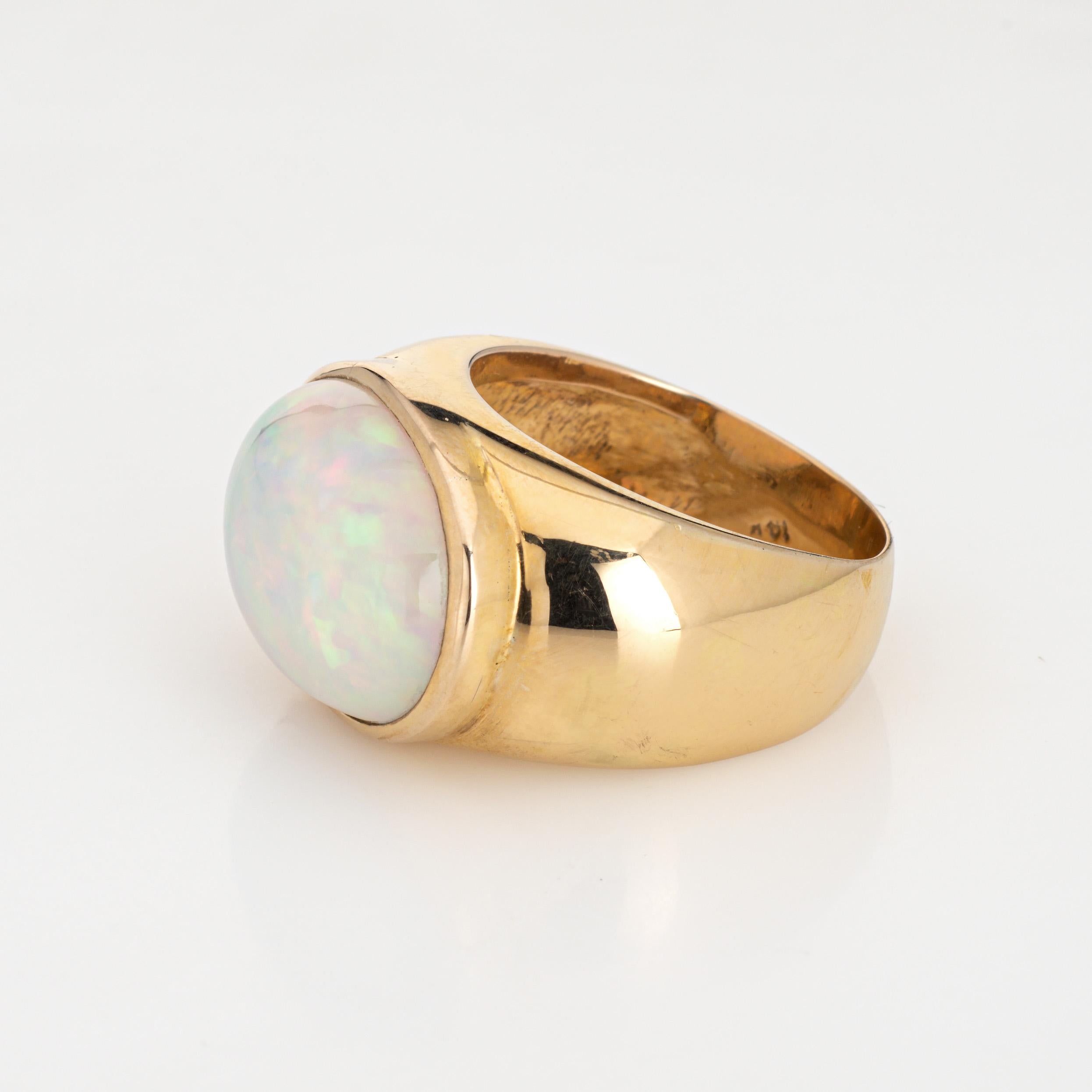 Cabochon 10ct Ethiopian Opal Ring East West Signet Band Sz 9.5 Men's Fine Jewelry  For Sale