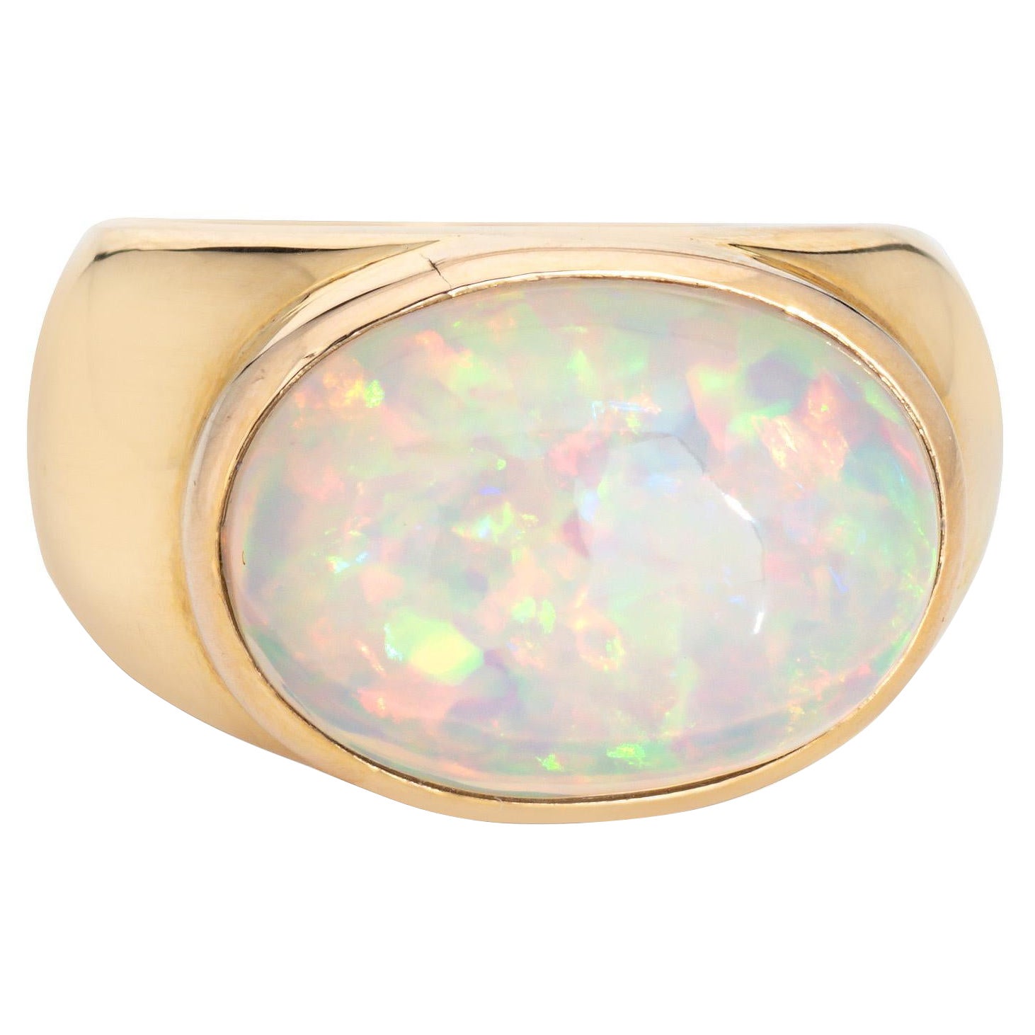 10ct Ethiopian Opal Ring East West Signet Band Sz 9.5 Men
s Fine Jewelry
