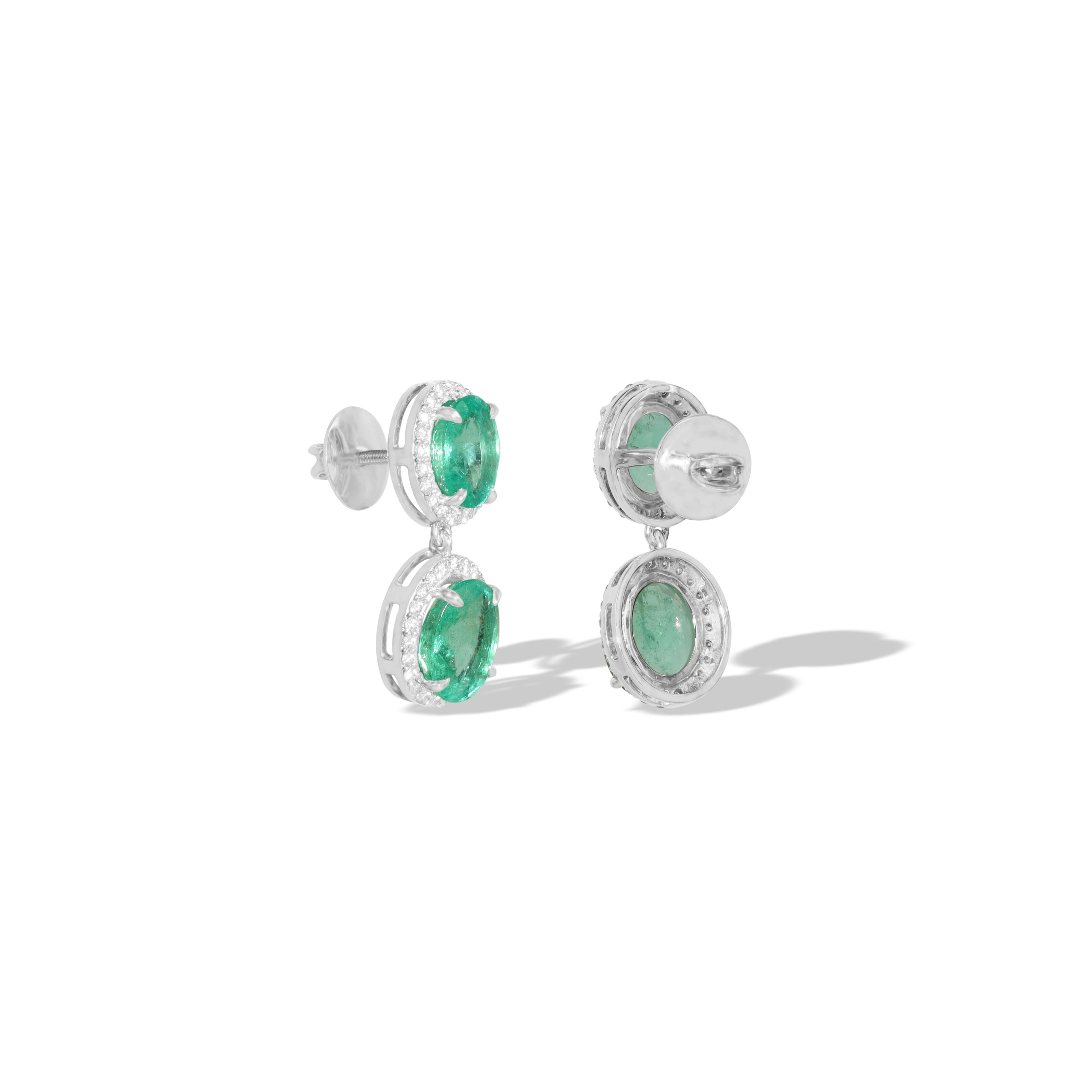5ct Exceptional Natural Oval Emerald Dangle Earrings Halo Diamond in 18k gold

Available in 18k white gold.

Same design can be made also with other custom gemstones per request.

Product details:

1. Green Emerald
🌸 Cut : Emerald
🌸 No of Emerald