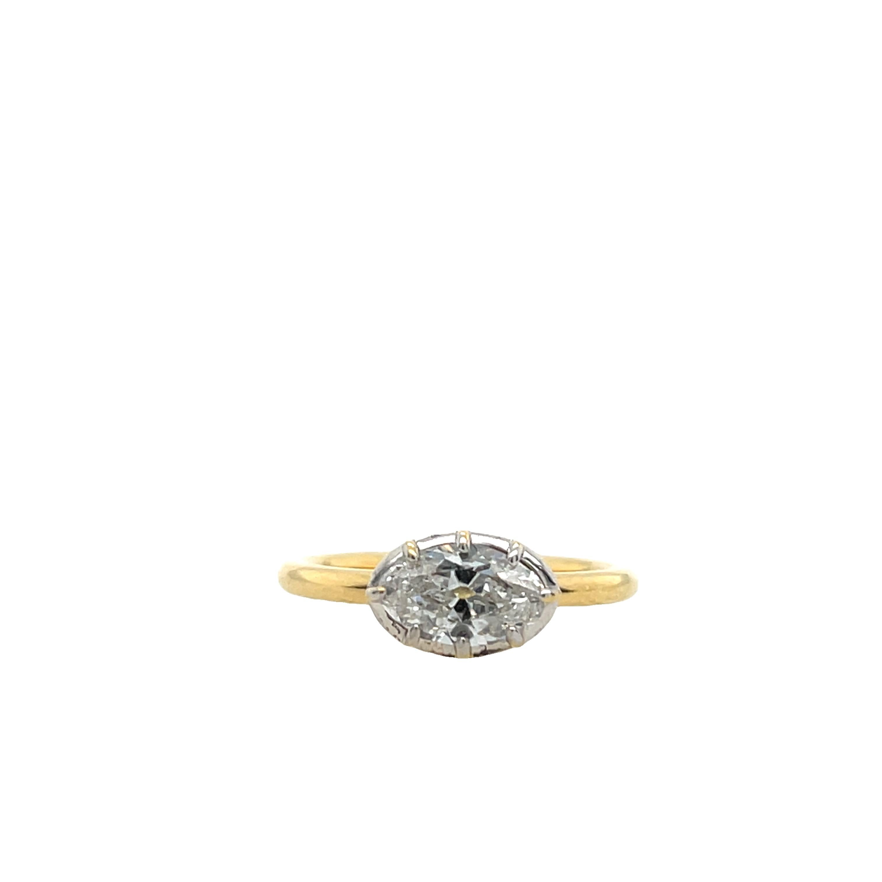 1.0ct F/SI1 Oval Shape Diamond Ring, Set In 18ct Yellow Gold