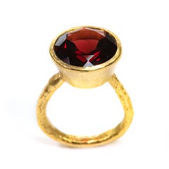10 Carat Garnet 18 Karat Gold Ring Handmade by Disa Allsopp