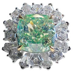 Bague 10ct GIA diamant vert VS1 or 18K - Greene & Greene