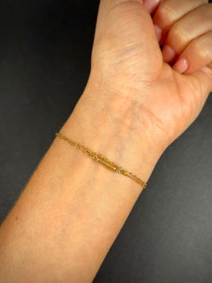 10ct Gold Victorian Seed Pearl Set Double Trace Link Puffy Heart Charm Bracelet