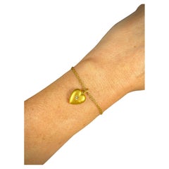 10ct Gold Victorian Seed Pearl Set Double Trace Link Puffy Heart Charm Bracelet