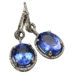 10ct Huge Tanzanite Diamond cocktail earrings 18KT gold Exquisite