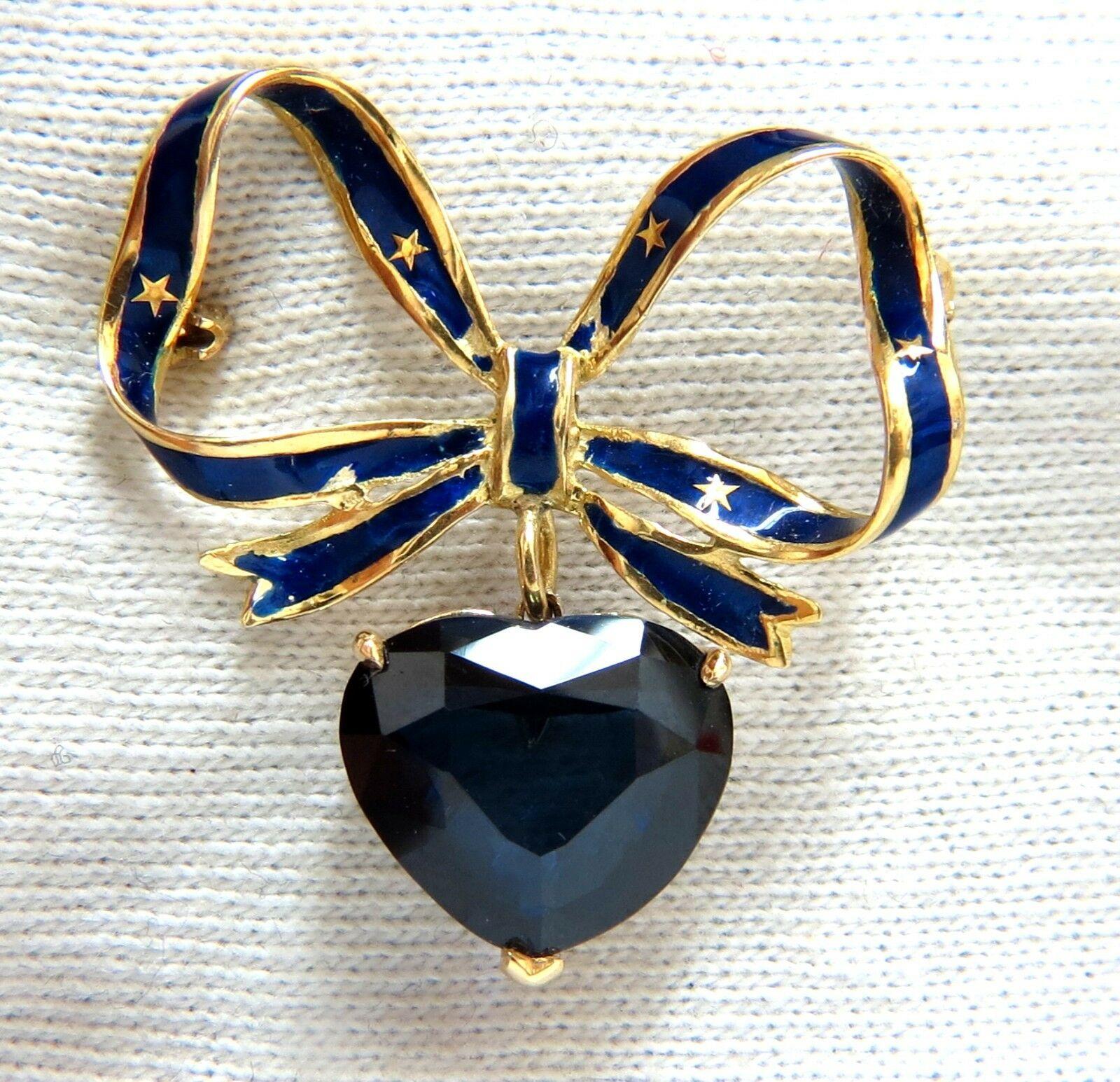 10 Carat Lab Sapphire Royal Blue Patriot Democrat Love Dangle Brooch In New Condition For Sale In New York, NY