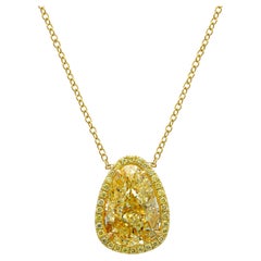 10ct Light Yellow Pear Diamond-Anhänger