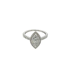 1.0ct Marquise Shaped Diamond Ring with Diamond Set Shoulder in 18ct White Gold
