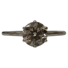 1.0ct. Natural Champagne Solitaire Diamond Set In 14kt. White Gold