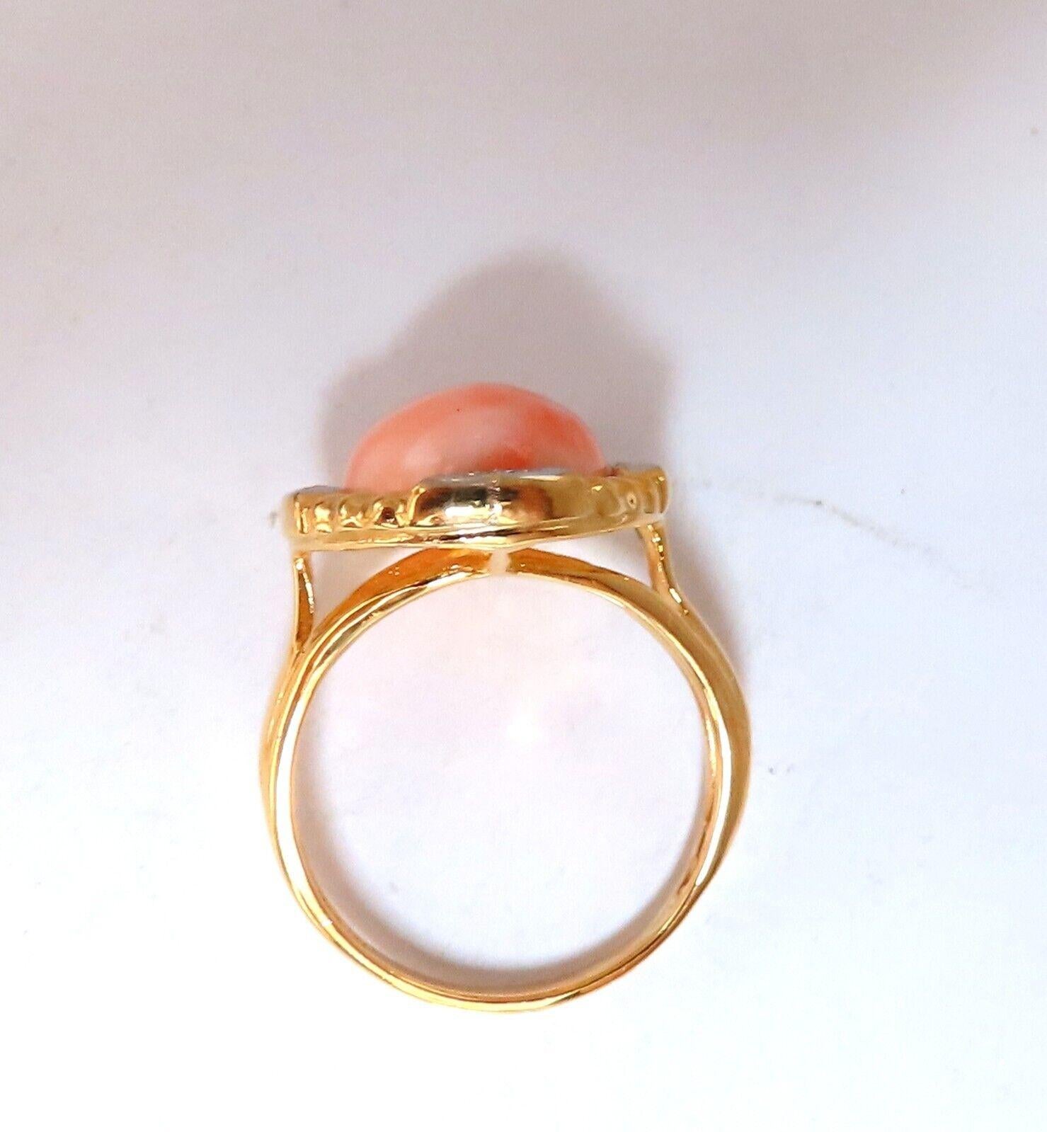10ct Natürliche Koralle Diamanten Ring 14kt im Zustand „Neu“ in New York, NY