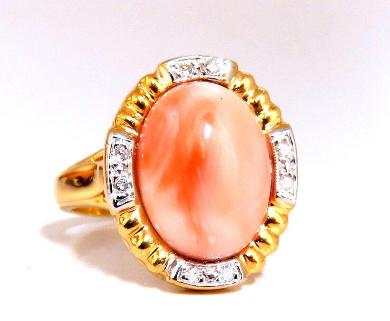 10ct Natürliche Koralle Diamanten Ring 14kt für Damen oder Herren