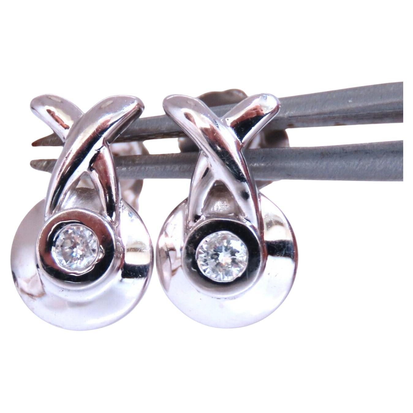 .10ct Natural diamond earrings 14kt white gold For Sale