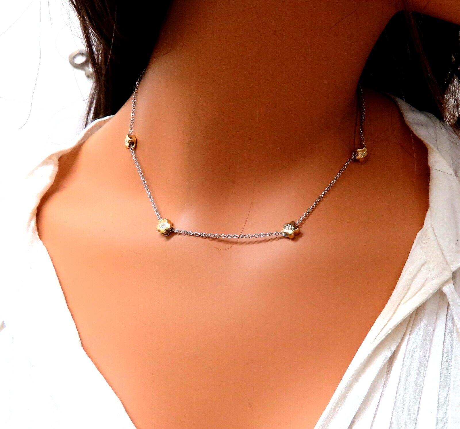 Women's or Men's .10ct Natural Diamonds Clover Link Necklace14kt For Sale