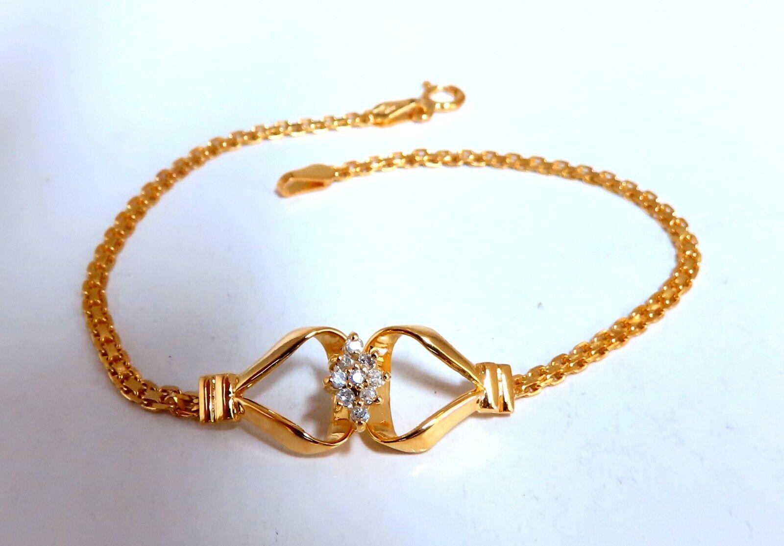 Round Cut .10ct Natural Diamonds Cluster Knot Link Bracelet 14kt For Sale