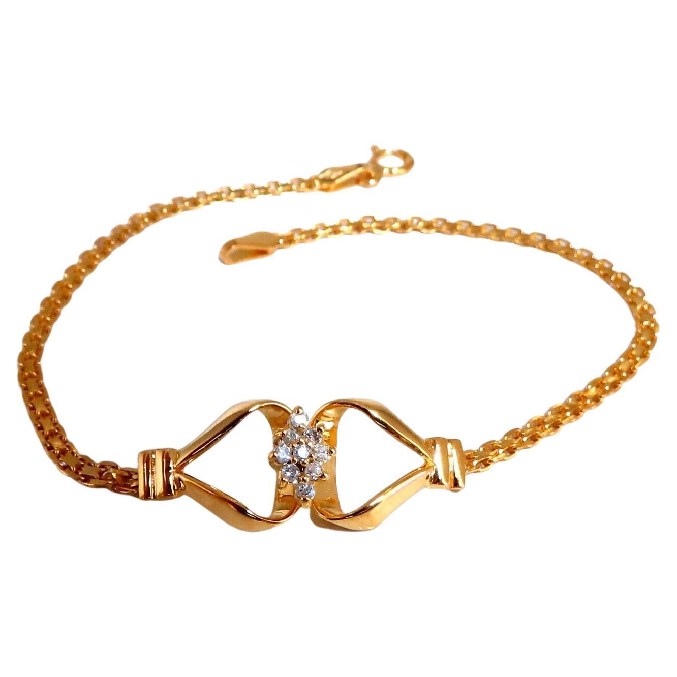 .10ct Natural Diamonds Cluster Knot Link Bracelet 14kt For Sale