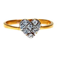 .10ct Natural Diamonds Heart Cluster Ring 14 Karat Petite Classic Index Finger