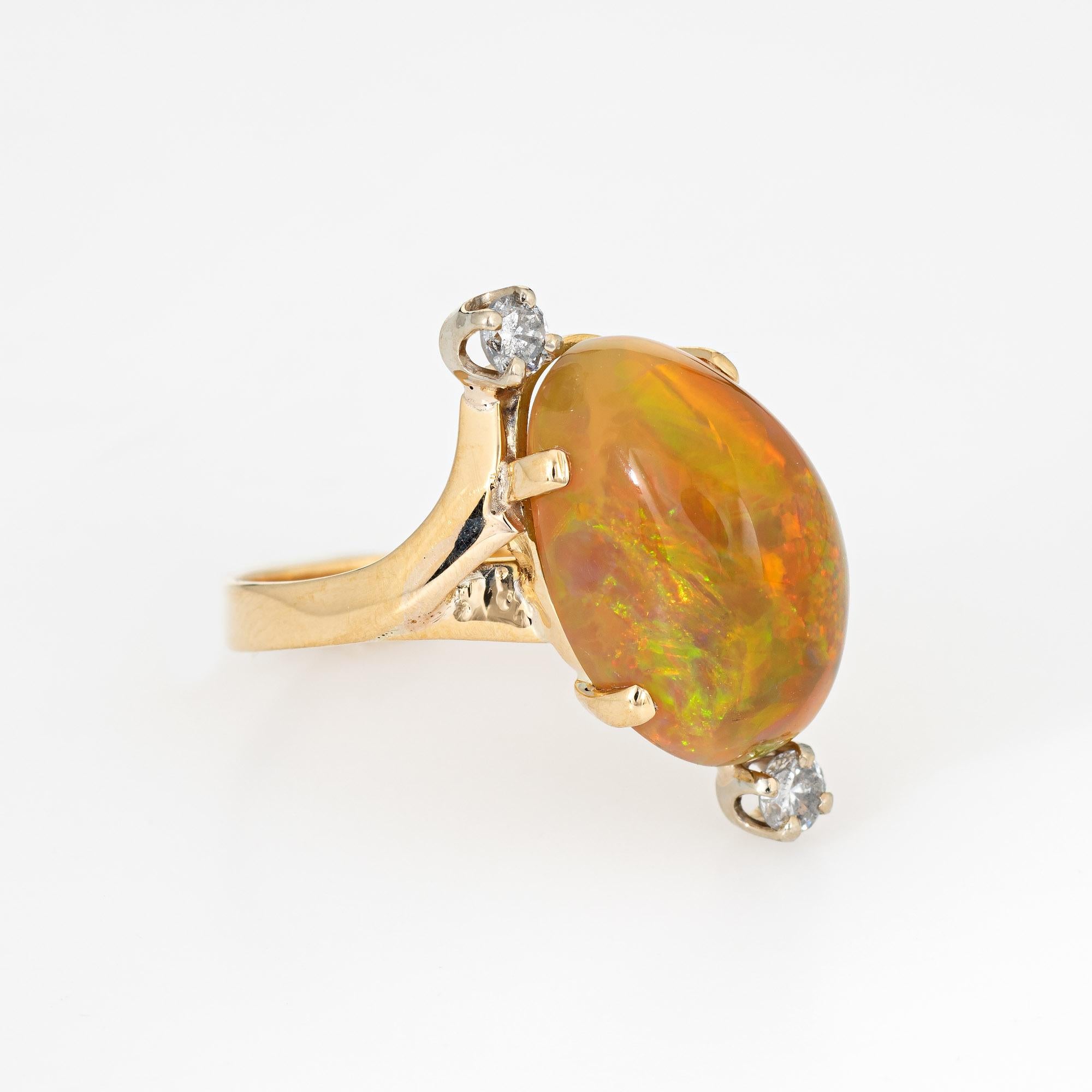 Modern 10ct Natural Ethiopian Opal Diamond Ring Estate 18k Gold Vintage Jewelry