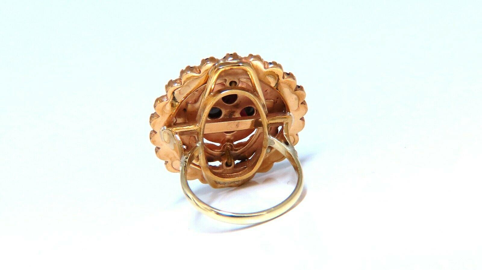 Oval Cut 10ct Natural Oval Garnets Cluster Ring 14kt Gold 1930 For Sale