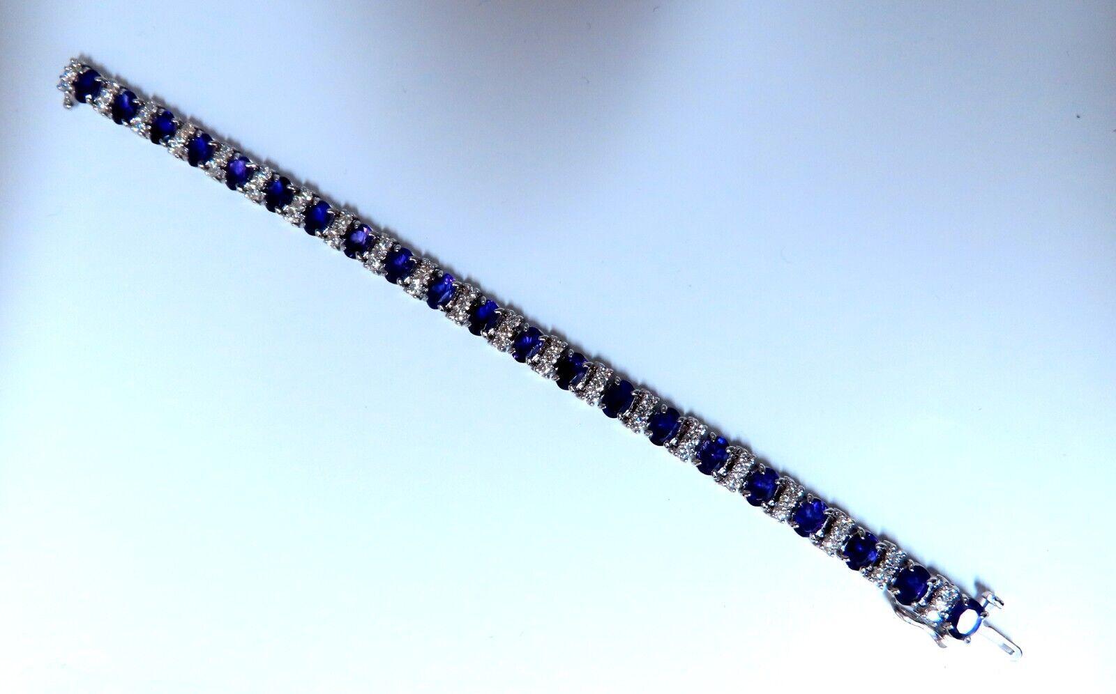 10ct Natural Oval Purple Amethysts Diamonds Tennis Bracelet 14kt Gold In New Condition For Sale In New York, NY