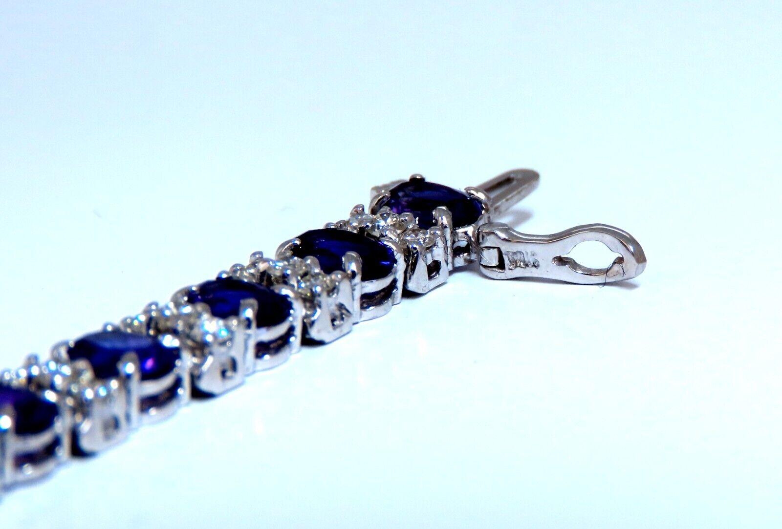 Bracciale Tennis 10ct Ametiste ovali naturali viola con diamanti Oro 14kt in vendita 1