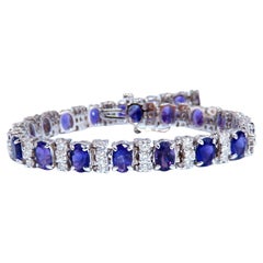 10ct Natural Oval Purple Amethysts Diamonds Tennis Bracelet 14kt Gold