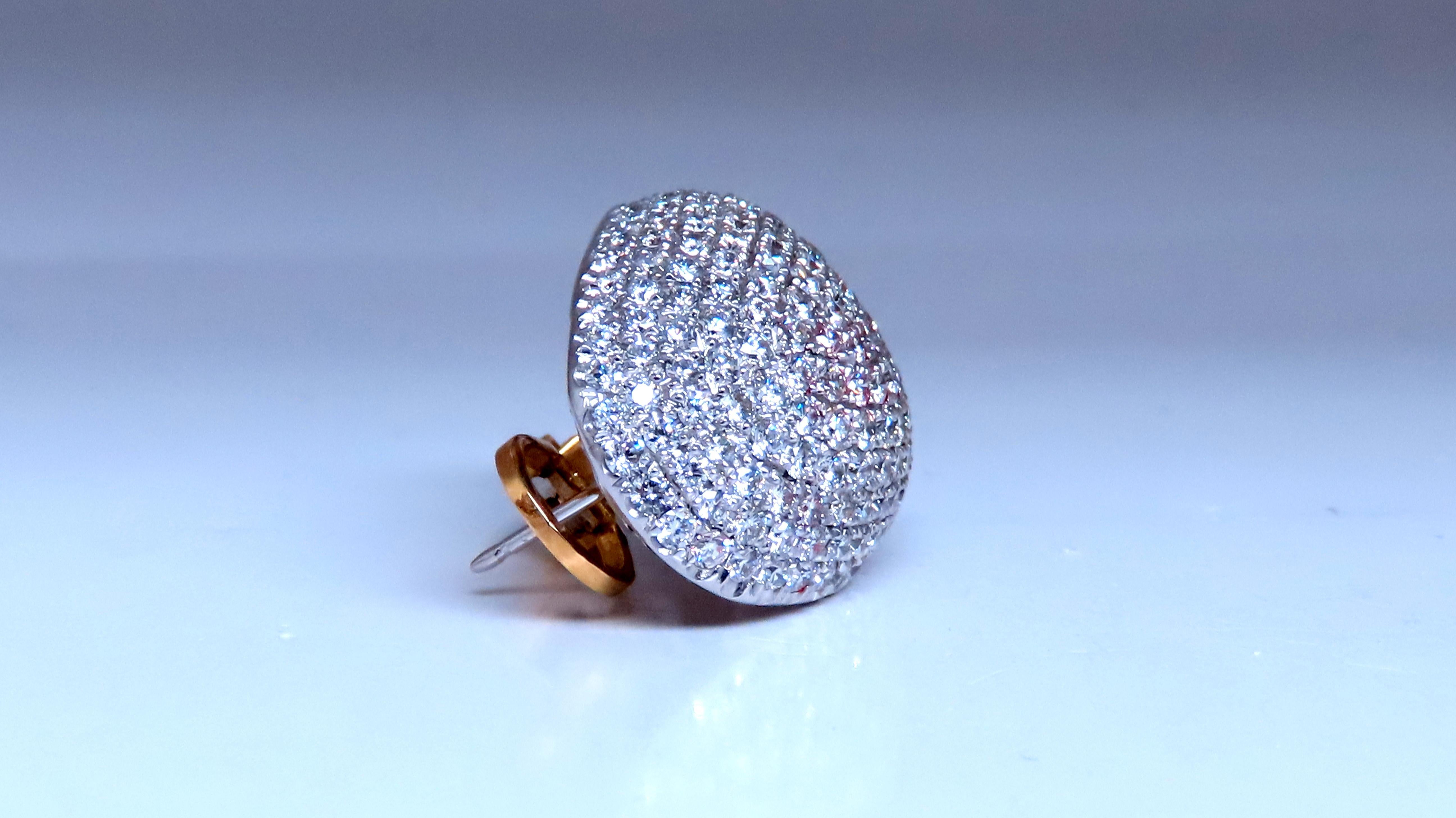 10ct Natürliche Runde Diamanten Bombe Dome Französisch Pave Clip-Ohrringe 18kt Gold 12369 (Rundschliff) im Angebot