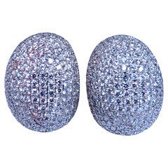 10ct Natural Round Diamonds Bombe Dome French Pave Clip Earrings 18kt Gold 12369